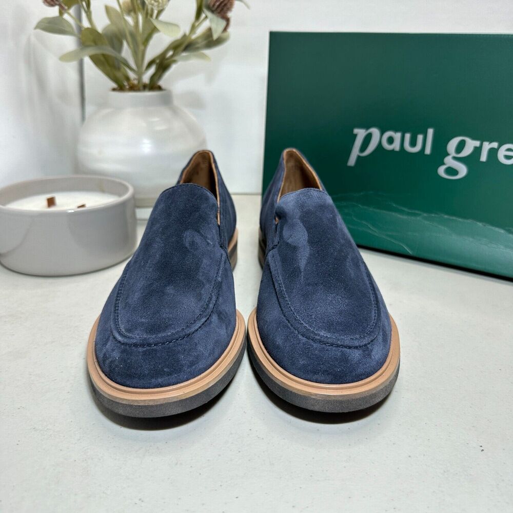 Paul Green Shelby Moc Toe Slip-On Flat Shoe Space Suede Blue Women 6.5 Tried On - Picture 2 of 10